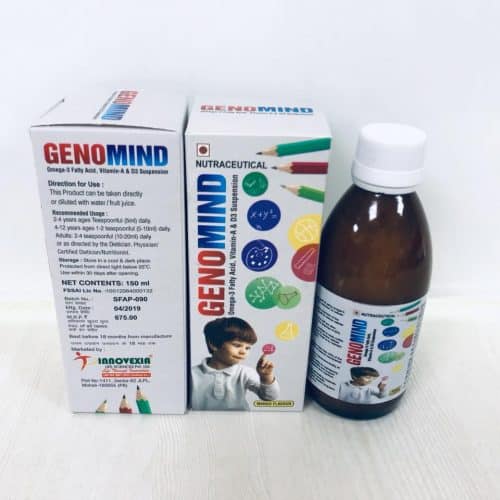 GENOMIND offers omega 3 fatty acid 613 mg + VITAMIN A 165 mcg and Vitamin D3 2.5mcg